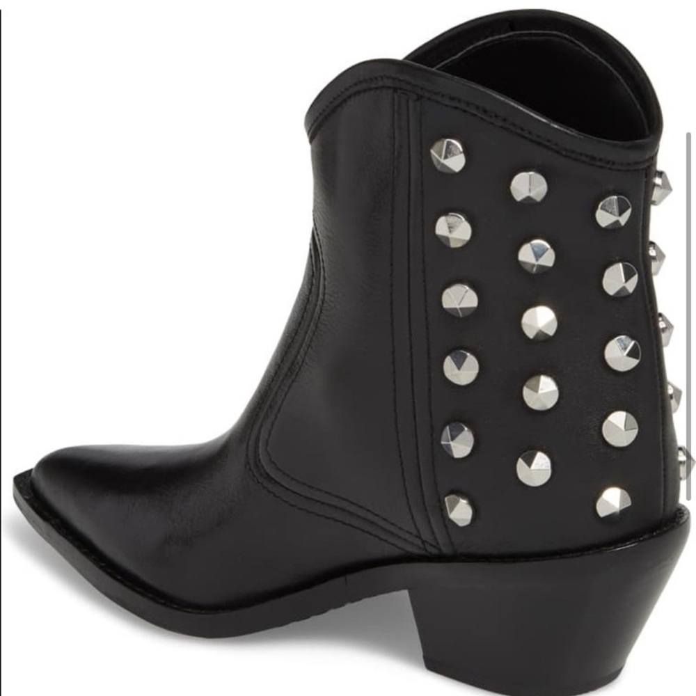 Marc Fisher Black Studded Leather Ankle Bootie